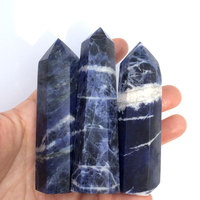 प्राकृतिक रॉक क्रिस्टल ब्लू sodalite की छड़ी नीले-नसों स्टोन प्वाइंट