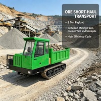 Transporteur sur chenilles de 8 tonnes, benne basculante hydraulique, tout-terrain, chenilles en caoutchouc