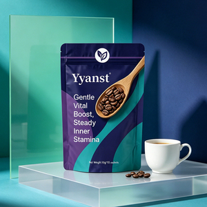 กาแฟสำเร็จรูปสารสกัดจากรากพืชหลายชนิด 10 กรัม*10 ซอง บรรจุในซองโค้งสีม่วงอมเขียว รับผลิตแบรนด์ส่วนตัว ขายส่งจากโรงงาน - Product Image 2