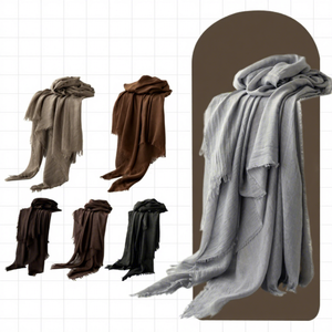 Trending Retro Solid Grey Polyester Long Scarf with Raw Edge Summer Multifunction Women's - Product Image 5