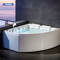 Baignoire de massage rectangulaire portable pour 2 personnes, écologique, moderne, de luxe, autoportante, pour villa et hôtel, avec fonction bain à remous