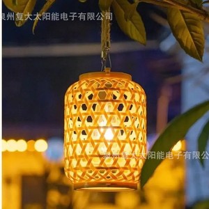 Solar Garden <b>Light</b> Bamboo Hanging Lantern <b>Led</b> Outdoor Decorative <b>Light</b> <b>Sensor</b> Powered - Product Image 5