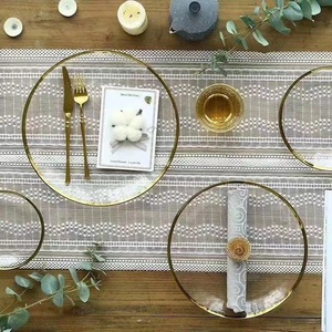 Ins nóng bán rõ ràng Wedding party Gold Glass tấm bán buôn Bạc đính cườm sạc tấm món ăn nhà hàng Bộ đồ ăn - Product Image 4