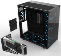 Boîtier d'ordinateur de jeu vertical en alliage d'aluminium avec panneau en verre trempé, système de refroidissement par eau, compatible ATX/MATX, installation 3.5/2.5 pouces