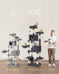 Moderno lusso XL Basic grige torre graffiante per gatti grande adulto Indoor <span class=keywords><strong>Cat</strong></span> <span class=keywords><strong>Tree</strong></span> alta arrampicata decorazioni per la casa fatte di carta resistente - Product Image 4
