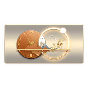 Reloj <span class=keywords><strong>de</strong></span> Pared Decorativo <span class=keywords><strong>de</strong></span> Porcelana con Cristal, <span class=keywords><strong>Diseño</strong></span> <span class=keywords><strong>de</strong></span> Ciervo Dorado, Arte Moderno 3D para Decoración del Hogar, Comedor <span class=keywords><strong>de</strong></span> Lujo - Product Image 6