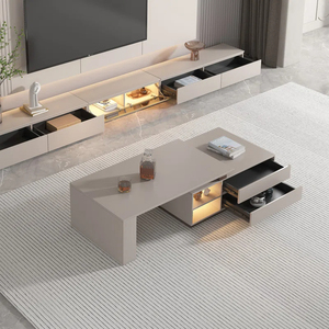 Mesa de Centro Extensible con Luces LED con Sensor y Cajones de Almacenamiento, Diseño Moderno, Directo de Fábrica BSCI - Product Image 2