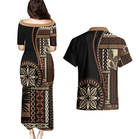 Nouvel ensemble de Puletasi Samoan assorti pour couple, motifs et styles samoans, robe à motifs samoans