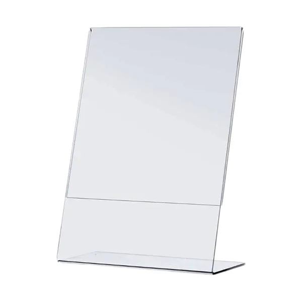 Kualitas Tinggi Kustom Cetak Miring Ukuran A4 Transparan Akrilik Meja Atas Poster Pemegang Harga Tanda Meja untuk Kantor
