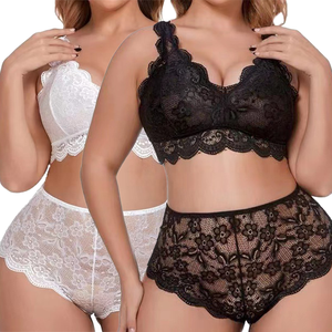 Bralette de encaje Floral de talla grande para mujer, Sexy Spandex de nueva ropa interior, conjunto de bragas, Conjunto de sujetador elástico cómodo - Product Image 5