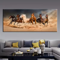 Vente chaude salon décoration 6 cheval animal sauvage impression à l'huile affiches Cuadros murale cristal verre art peinture