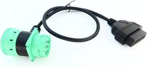 Linkyouグリーン9ピン女性用アダプターケーブルOBD 2エクステンションJ1939 16ピン自動車用銅導体0.5m配線用ハーネス - Product Image 1