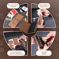 Dompet Kartu Lipat Tiga dengan Penutup Magnetik Kustom, Kantong Koin dengan Ritsleting, Dompet Kartu Bisnis Pintar Tipis dari Logam Aluminium