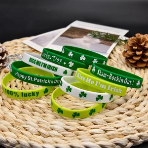 Pulsera de Silicona Irlandesa para el Día de San Patricio, Pulsera de Goma con Trébol de la Suerte Verde, Regalo para Fiestas - Product Image 2
