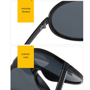 女式超大太阳镜新款大飞行员设计UV400光学镜片一体式镜框制作PC男士时尚太阳镜 - Product Image 6