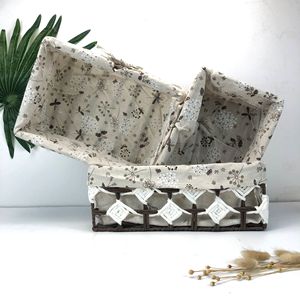 Rattan Storage Basket Rectangle Linen Fabric Toy Organizer Household Storage <b>Crate</b> <b>White</b> Standing Type - Product Image 1