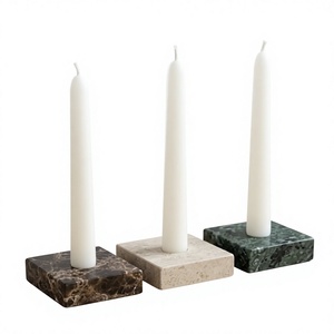 Support de Bougie Carré en Marbre Premium Fait Main, Porte-Bougie en Pierre Élégant pour Table, Décoration d'Intérieur, Centre de Table pour Salle à Manger et Salon - Product Image 1