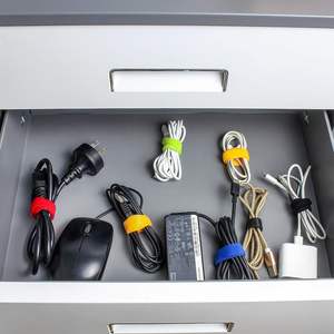 Заводской запас, бесплатные образцы, пользовательский размер логотипа, цвет, многоразовый Регулируемый кордный органайзер, стяжки на молнии для компьютера/ТВ/электроники - Product Image 6