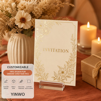 Carte d'invitation personnalisée de haute qualité en or champagne avec logo personnalisé, forme sur mesure, carte d'invitation événementielle OEM