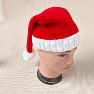 Christmas Santa for Adult Red White Winter Hat Caps Knitted Stretchable <b>Beanie</b> <b>With</b> <b>Pom</b> - Product Image 2