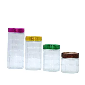 4 Pieces Vintage Glass Storage Jars With Silver Metal Screw Lid Food Glass Storage Canisters