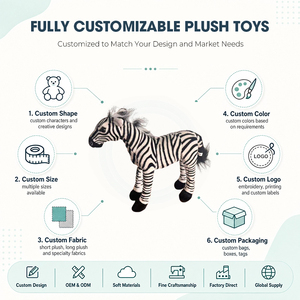 Peluche Realista de Cebra Rayada, Juguete de Peluche Suave de Safari Africano <span class=keywords><strong>para</strong></span> Educación sobre la Naturaleza y Decoración de Fiestas Temáticas de Animales - Product Image 3