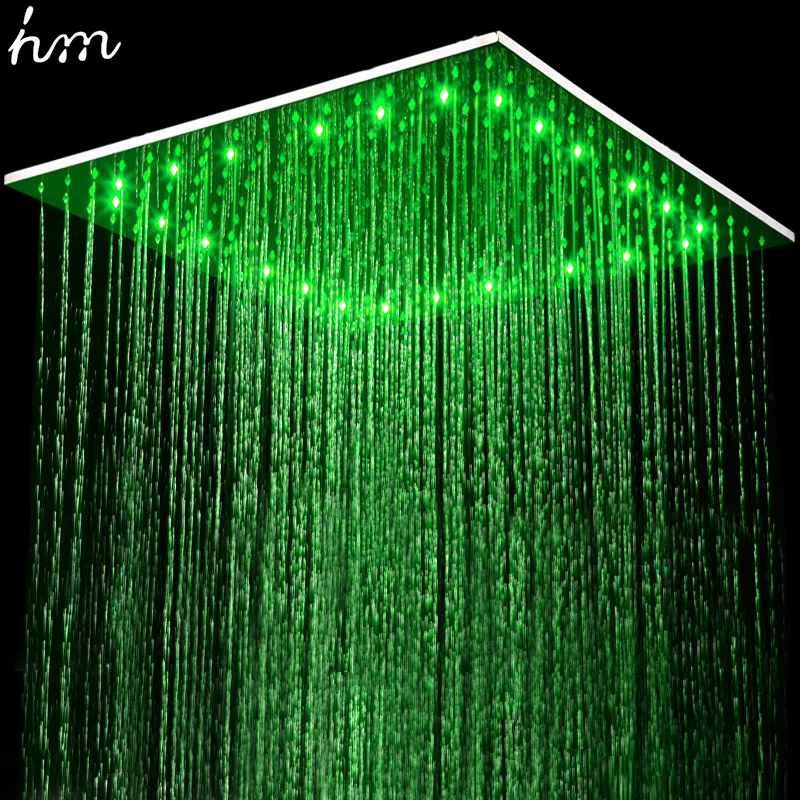 20 inches hydro power led showerhead 304 SUS Brushed Shower panel rainfall