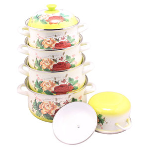Set di Pentole e Casseruole in Smalto Sostenibile Cooks Tradition, 5 Pezzi con Design Floreale, Stoviglie in Smalto per Campeggio - Product Image 3