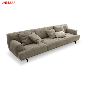 Sofá Tribeca Luxuoso em Tecido Cinza Italiano com Plumas, Sofá Moderno para Sala de Estar, Conjunto de Sofá Seccional de Canto Luxuoso com Pernas de Metal - Product Image 3