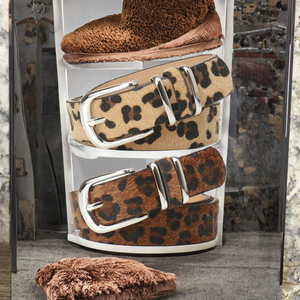 Ceinture à double anneau pour femmes à imprimé léopard vintage ceinture de manteau de mode d'Europe et des États-Unis avec boucle en alliage - Product Image 3
