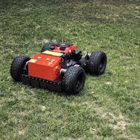 Cortacésped Industrial de 4 Ruedas con Control Remoto, Cortacésped de Gasolina de 550 mm con Alto Torque y Caja Recolectora de 60 L para Uso en Jardines y Granjas