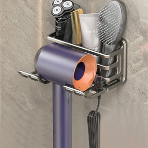 קיר רכוב אלומיניום חדר אמבטיה מייבש שיער מייבש שיער בעל הלבשה מחזיק מחזיק שיער מתל מייבש שיער - Product Image 2