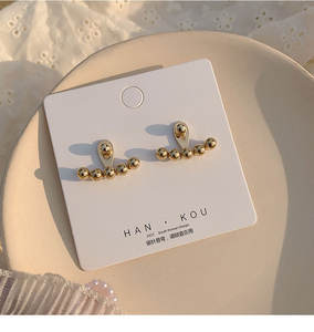 Pendientes delanteros y traseros de Metal chapado en oro con estilo para mujer y niña, diseño coreano delicado de alta calidad, pendientes de tuerca de bola a la moda - Product Image 1