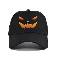 Gorra de béisbol de malla con logo personalizado de Halloween, transpirable, de 5 paneles, con visera rígida, para deportes al aire libre, protección solar, venta al por mayor