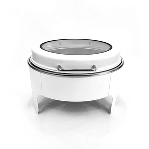 Set Scaldavivande Elettrico Moderno Bianco da 9L e 6L in Acciaio Inossidabile per Buffet, con Chafing Dish Interno Diviso - Product Image 2