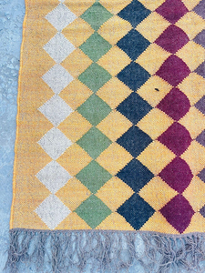 Geometric Diamond Handmade Wool Jute <b>Rug</b> Boho Tribal Farmhouse Area Carpet <b>Rustic</b> Floor Decor for Living Room Bedroom Hallway - Product Image 6