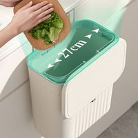 Poubelle murale en plastique avec couvercle pour salle de bain, usage domestique, pour toilettes et cuisine, modèle PF-166
