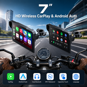 Bestsonic GPS <span class=keywords><strong>para</strong></span> Motocicleta <span class=keywords><strong>de</strong></span> 7'' con CarPlay y Android Auto Inalámbrico, Cámara/Grabadora Dual 2K, Sistema <span class=keywords><strong>de</strong></span> Navegación, Resistente al Agua IP67 - Product Image 2