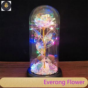 Flores artificiales <span class=keywords><strong>2022</strong></span>, flor eterna de lámina de oro de 24 quilates con luces de cadena, rosa de <span class=keywords><strong>la</strong></span> <span class=keywords><strong>Bella</strong></span> <span class=keywords><strong>y</strong></span> <span class=keywords><strong>La</strong></span> <span class=keywords><strong>Bestia</strong></span> en cúpula de cristal, regalo para niñas - Product Image 6