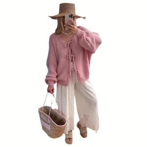 <span class=keywords><strong>Pull</strong></span> en tricot à col noué, couleur unie, style européen et américain, pour femmes, automne-hiver 2025, minimaliste, pour le bureau - Product Image 5