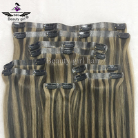 Extensions de cheveux humains russes vierges de qualité supérieure, invisibles, sans couture, avec clip halo, blondes à double tirage, 200 grammes