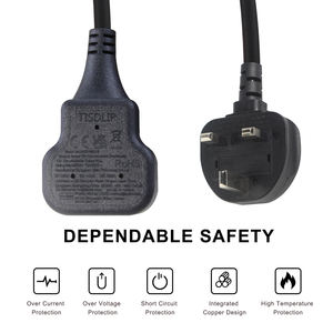 Bande d'alimentation noire industrielle BS 13A 3250W mâle à femelle prise Y séparateur adaptateur câble d'extension - Product Image 2