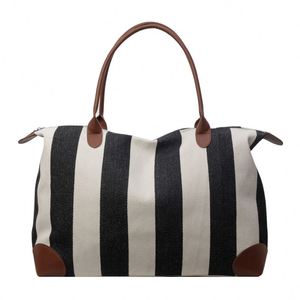 Nouvelles Tendances Mode : Sac Fourre-tout Rayé à Bandoulière Texturé, Sac de Voyage Léger et Durable Grande Capacité pour Femme - Product Image 2