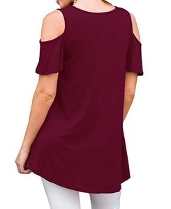 เสื้อผู้หญิงแขนสั้นแบบโปร่ง ตัดเย็บทรงหลวม ไหล่ตก สไตล์เสื้อยืด ขายส่ง - Product Image 4