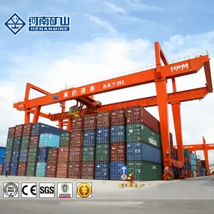 Grúa modelo RMG de 30 toneladas y 35 toneladas, puerto de carga y descarga, grúa pórtico para contenedores