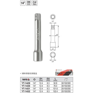 Yato 1/4 In <b>Socket</b> Wrench <b>Extension</b> Bar Crv Steel Industrial Grade YT-1429 - Product Image 1