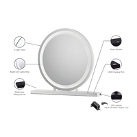 Miroir de maquillage LED de style Hollywood de 20 pouces avec 3 couleurs de lumière réglables, rechargeable par USB, miroir de table de maquillage, logo personnalisé OEM