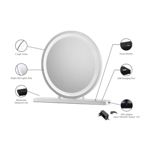 <span class=keywords><strong>Miroir</strong></span> <span class=keywords><strong>de</strong></span> maquillage LED <span class=keywords><strong>de</strong></span> style Hollywood <span class=keywords><strong>de</strong></span> 20 pouces <span class=keywords><strong>avec</strong></span> 3 couleurs <span class=keywords><strong>de</strong></span> lumière réglables, rechargeable par USB, <span class=keywords><strong>miroir</strong></span> <span class=keywords><strong>de</strong></span> table <span class=keywords><strong>de</strong></span> maquillage, logo personnalisé OEM - Product Image 3