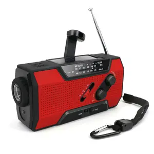 Penjualan langsung pabrik Radio portabel dengan senter darurat hand crank radio surya NOAA Cuaca Radio untuk lampu baca