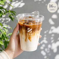 Gobelets jetables ZMH 16oz en PET avec couvercle dôme, sans BPA, transparents, imprimés UV, personnalisables, pour boissons froides, café glacé, smoothies, thé au lait